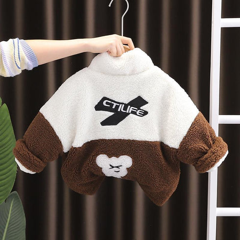 Winter boys plus velvet warm coat